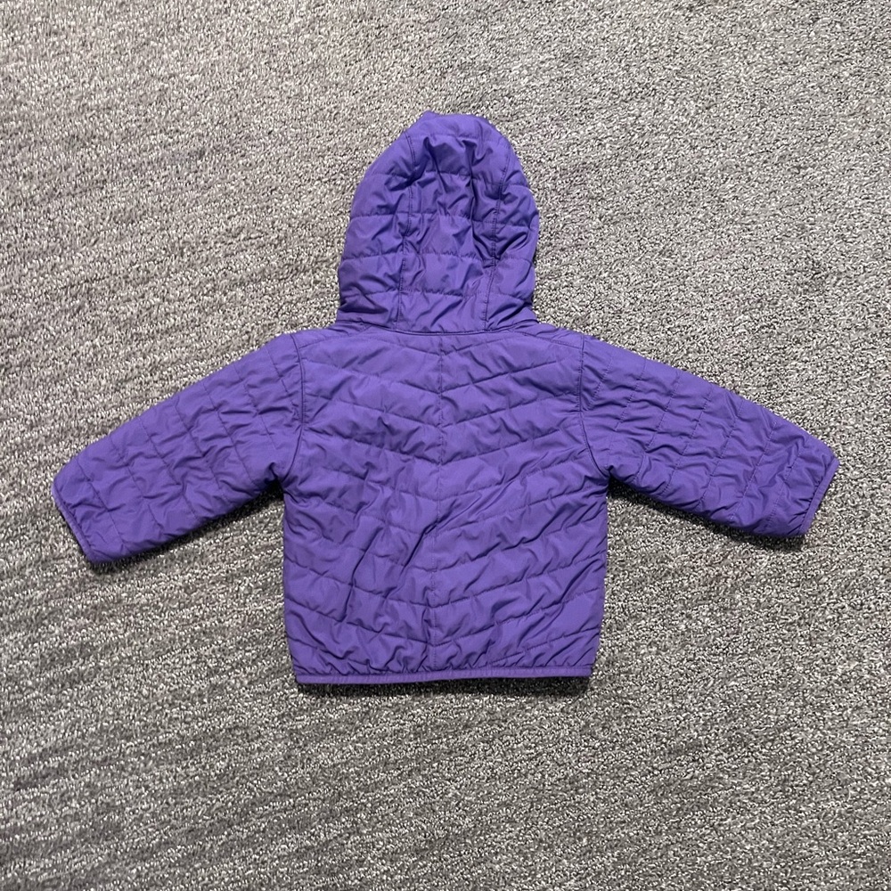 Columbia 2T Reversible Puffer Coat Fleece Purple Fox Leaf Print - Picture 8 of 8